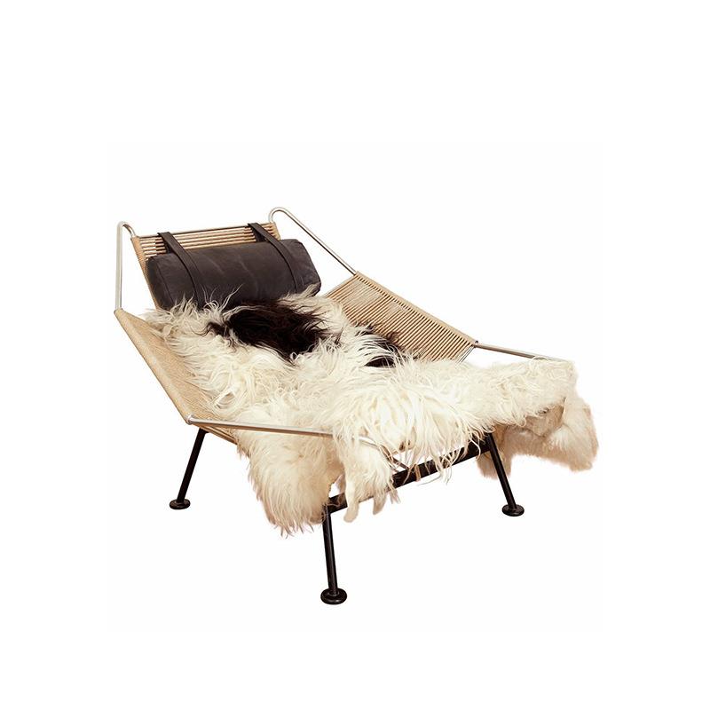 轻奢Flag Halyard设计师单人休闲椅中古旗绳躺椅创意手工编织坐椅