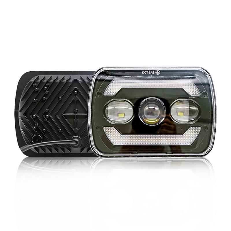 新品7寸方形LED大灯总成改装牧马人大灯日行转向DRL一体车灯