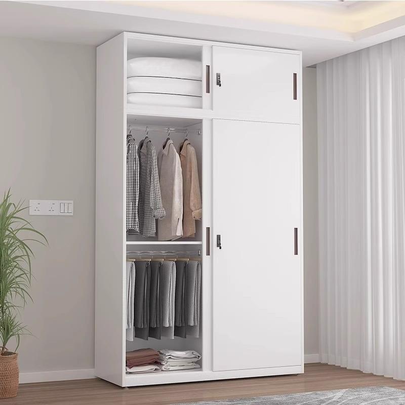 钢制衣柜印花柜家用卧室推拉带锁大衣柜子被褥储物柜铁皮改色衣橱