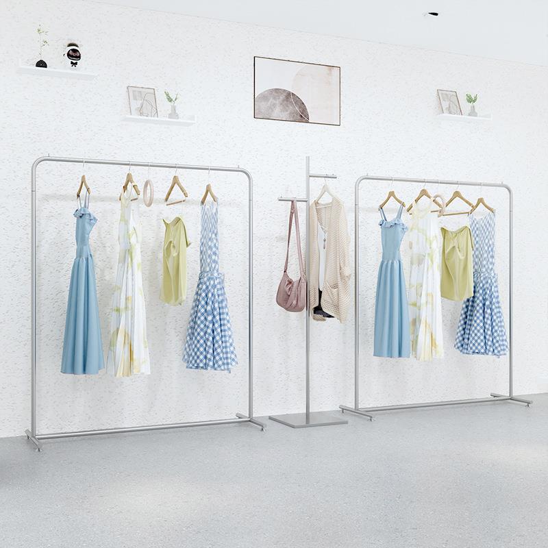 服装店展示架不锈钢落地衣架货架侧挂衣架童装衣服架子女装店架子