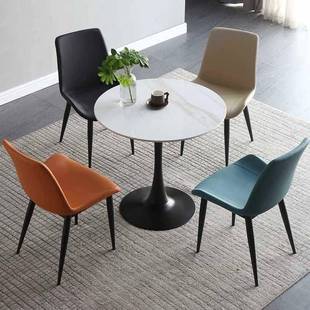 轻奢岩板餐桌办公休闲会客接待洽谈桌椅组合阳台桌子郁金香小圆桌