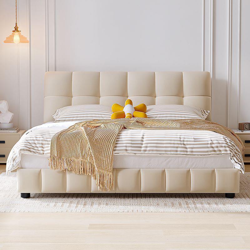 奶油风双人床云朵床简约现代家用轻奢主卧大床大小户型软包布艺床