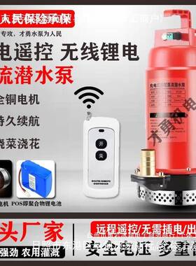 充电式遥控直流潜水泵12v锂电抽水机农用灌溉抽水泵不锈钢户外泵
