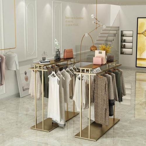 服装店服饰中岛展示架双排落地货架双杠挂衣架女装衣服陈列架