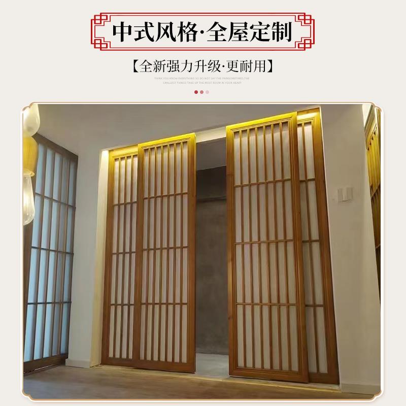 新中式玄关屏风隔断实木仿古折叠简易装饰镂空入户门客厅遮挡栏栅