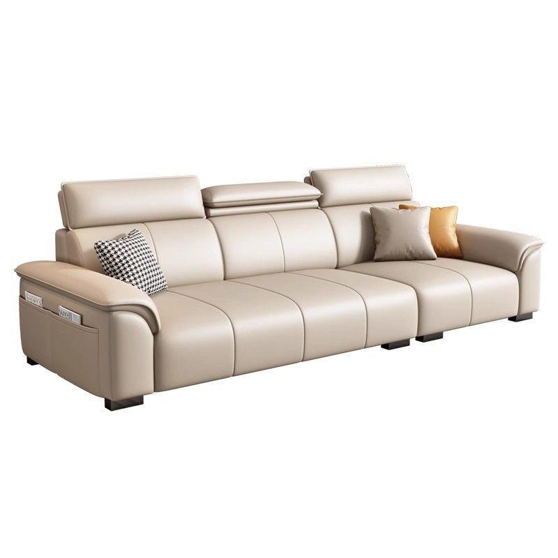 简约现代轻奢钢琴键真皮沙发大小户型客厅意式极简贵妃皮艺沙发