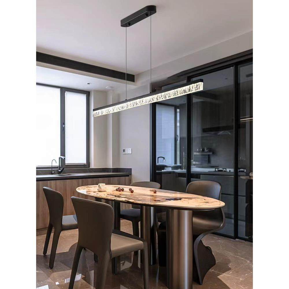 意式极简轻奢餐厅吊灯设计师高端铝材现代简约家用一字长条创意灯