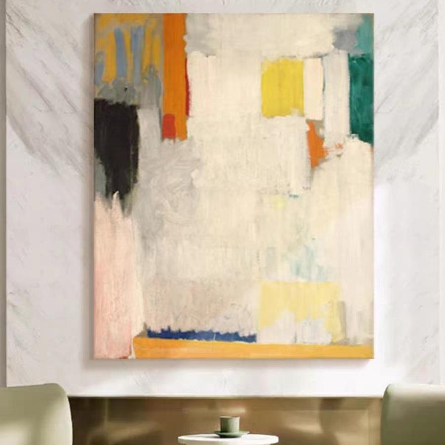纯手绘抽象色块肌理油画现代落地画客厅玄关入户挂画大尺寸装饰画