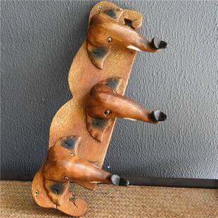 泰国木雕工艺品大象挂钩三象实木雕刻家居装饰品挂件墙上东南亚风