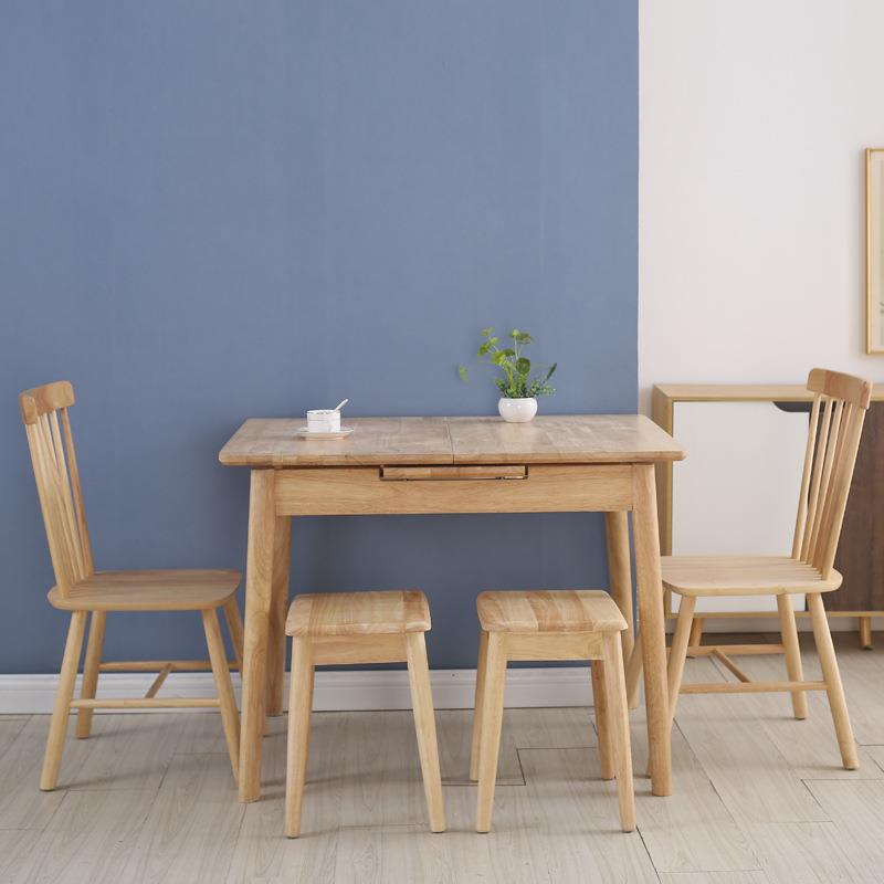 北欧多功能长方形餐桌椅家用小户型中古餐桌实木伸缩餐桌椅