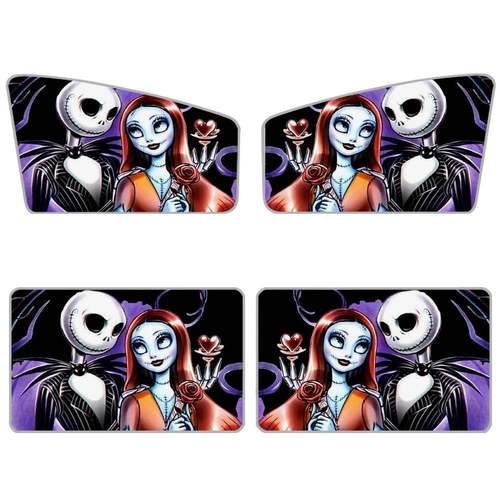 汽车遮阳挡圣诞杰克侧挡车窗遮阳板四件套斜档来图印花