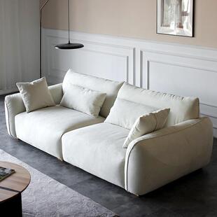 北欧表情法式奶油风布艺沙发2023新款客厅三人科技布猫抓布贵妃位
