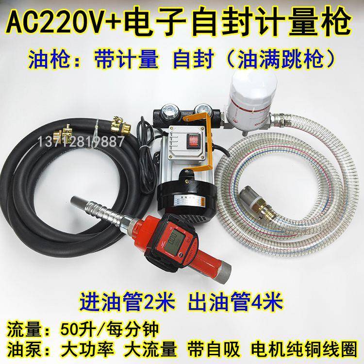电动抽油泵12V24V220V家用车载加油机柴油自吸泵带单价计量加油枪