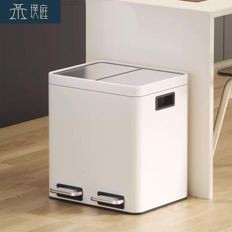 厨房分类垃圾桶家用大容量脚踏式干湿垃圾分类带盖餐余垃圾桶商用