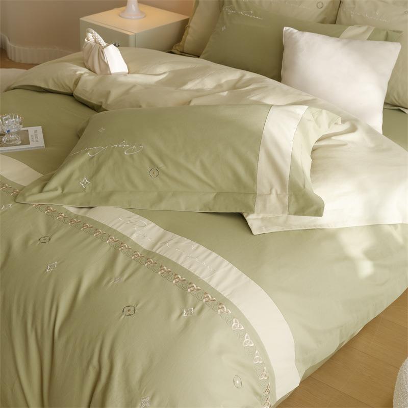 轻奢风长绒棉磨毛纯色四件套全棉加厚秋冬保暖床单被套套件