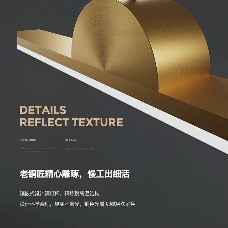 全铜极简餐厅吊灯现代简约一字长条餐桌吧台灯意式设计师北欧灯具