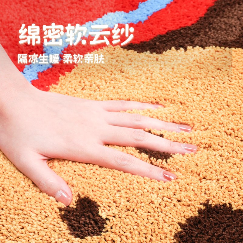 多巴胺趴趴狗地毯植绒地毯客厅毛毯可爱卧室床边毯吸水垫簇绒地毯