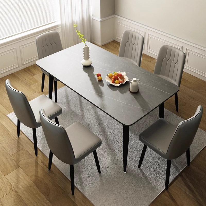 岩板餐桌家用轻奢长方形餐厅餐桌椅子现代简约小户型餐桌椅组合