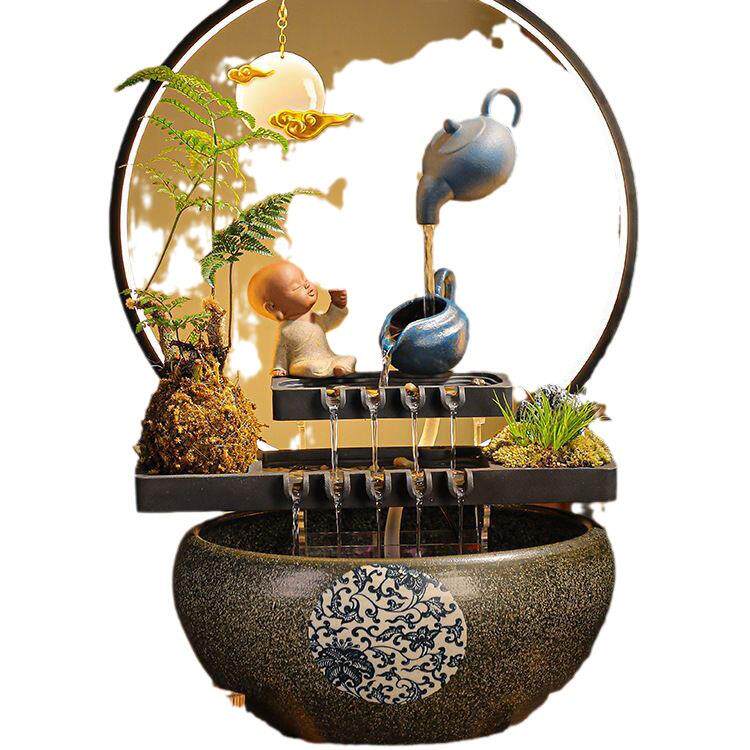 流水摆件循环水招财景观鱼缸创意家居生财办公室客厅开业乔迁礼品