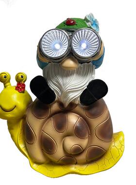 侏儒蜗牛太阳能灯摆件花园精灵矮人复古树脂雕像装饰工艺品