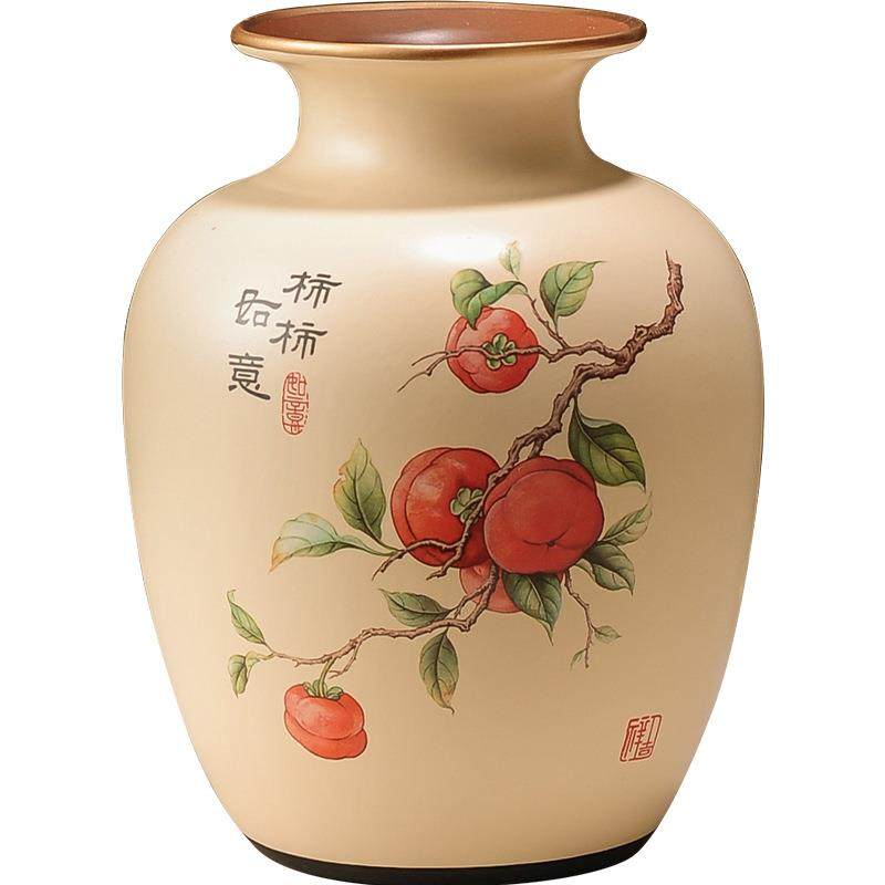 新中式柿柿如意陶瓷花瓶摆件客厅插花装饰电视柜餐桌高级感艺术品,橡塑材料及制品,工业陶瓷,淘宝优惠券,粉丝福利购,淘宝优惠卷