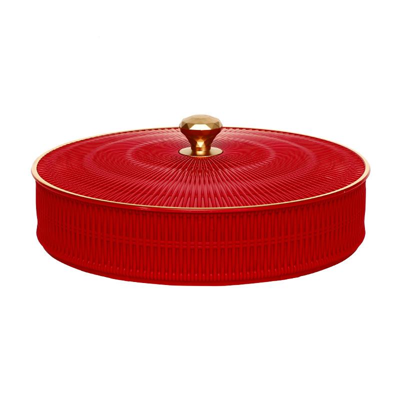 结婚陪嫁用大全早生婚贵子果婚庆糖果盘子礼多品层带PF盖塑盘料盘