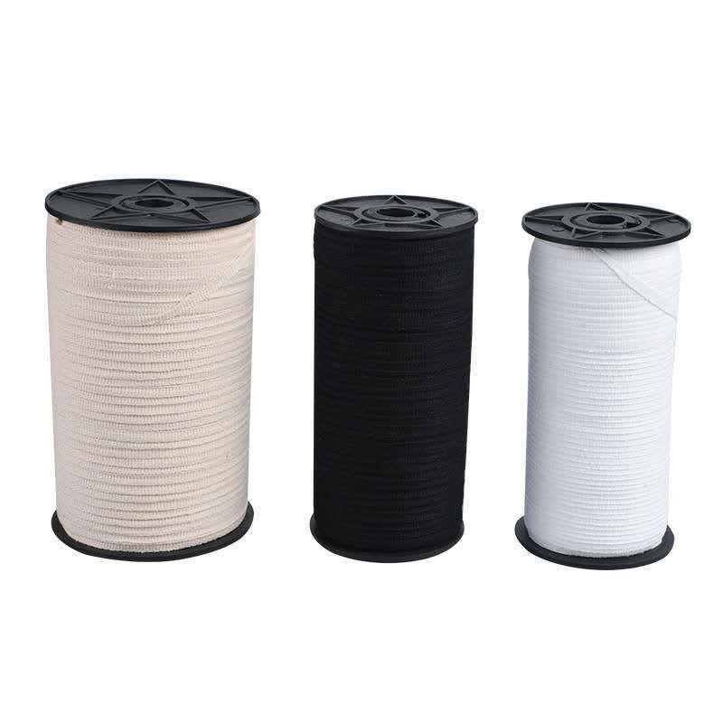 现货供应0.3cm.5cmFEL0.7厘米桶装漂白色黑平色肩带纹0棉带