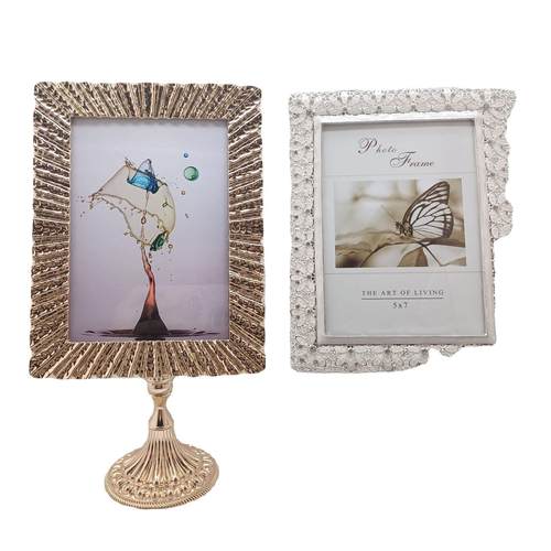 新款摆台美式相框金属立体玻璃相框浅金色金属相框