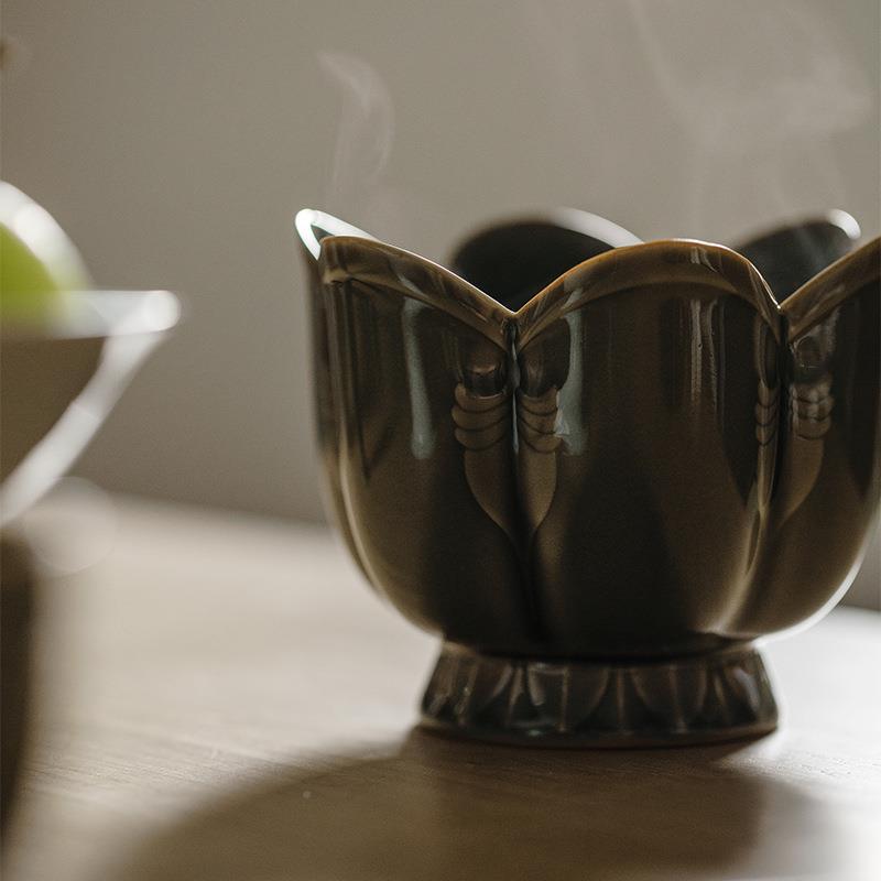 耀青州窑莲花瓷纯手工jh仿宋雕刻陶梅子酒壶执酒壶分器手执壶酒