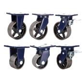 超重型脚轮4寸5寸6寸8寸轮子耐高温全铸铁脚轮手推车轱辘