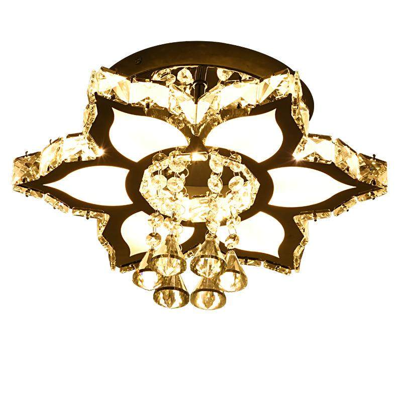 热销嵌入式LED现代水晶花型吸顶灯创意温馨卧室书房灯具灯饰