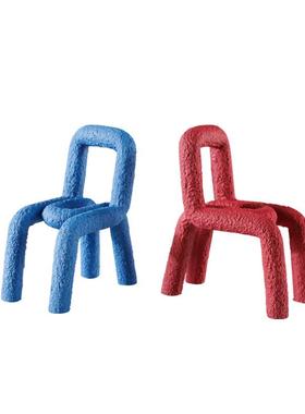 简约个性椅子创意餐椅造型摆件异形弯管椅子样板间桌面装饰品