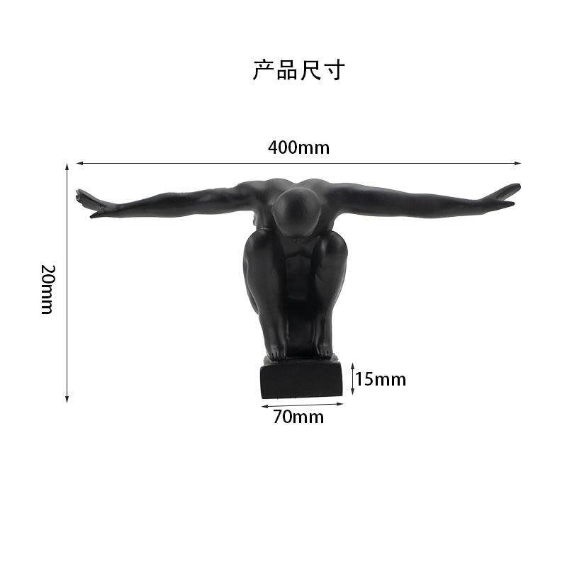 样板房书房客厅饰品摆件树脂创意家居雕塑展翅人现代简约软装工艺