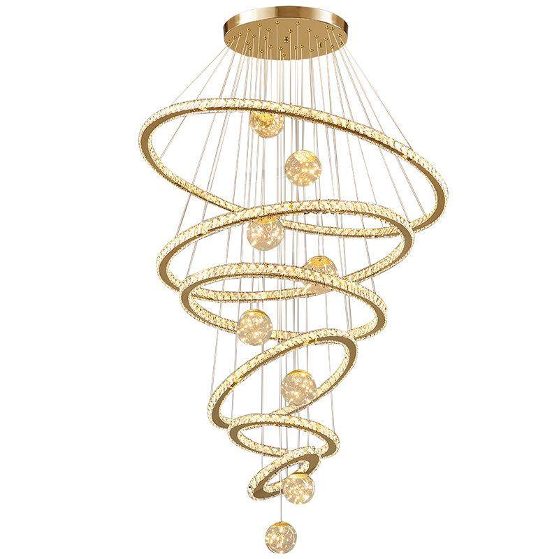 别墅挑空大吊灯现代简约楼梯长吊灯轻奢水晶大厅复式楼大厅灯具,家装灯饰光源,智能吊灯,淘宝优惠券,粉丝福利购,淘宝优惠卷