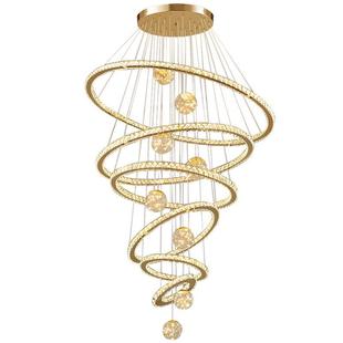 别墅挑空大吊灯现代简约楼梯长吊灯轻奢水晶大厅复式楼大厅灯具