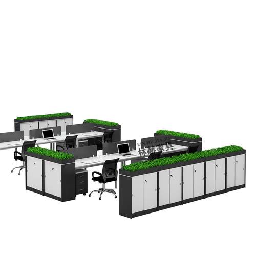 深圳办公室隔断柜简约现代花槽矮柜双面木质花草柜文件资料柜组合