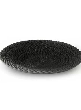 法式中古黑色编织果盘样板间酒店民宿家居茶几桌面装饰品艺术摆件