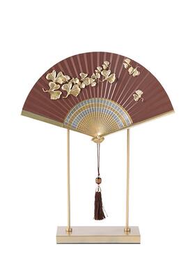 艺贝子新中式扇形摆件客厅玄关电视柜茶室高档扇子高档家居装饰品