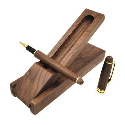 创意业商务礼品LOG企O胡桃木圆签字笔钢笔珠笔套刻装字现货送礼盒
