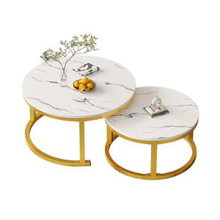 轻奢密YTN沙度板小圆桌家用简创意子母茶小户型客厅发几阳台边约