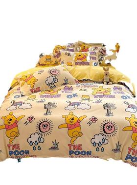 外贸款卡通磨毛20260水洗棉爆四学件套宿生舍床单款三件套可