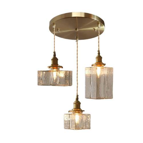 日式复古黄铜玻璃吊灯北欧民宿餐厅吧台卧室床头玄关过道网红灯具