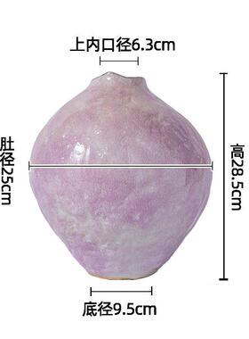 景德镇新中式陶瓷花绿色圆形家居装饰摆件复古文艺客厅插花器