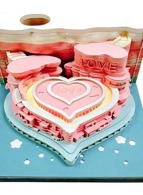 爱情堡垒3d纸念雕签本创精美建筑物文礼品情人节送便男ZXK女朋友