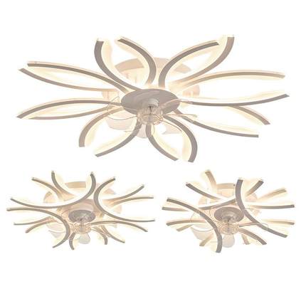 客厅卧室现代简LED灯吸顶电风扇智能约静音大风力扇灯具