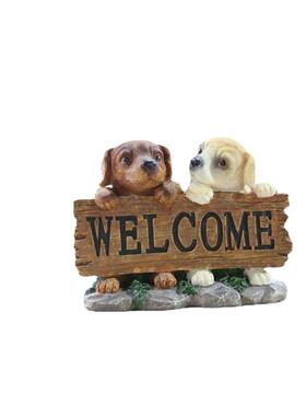 w欧elcom001-1201e欢迎牌仿真树脂狗花园地摆件庭客厅草北园院林