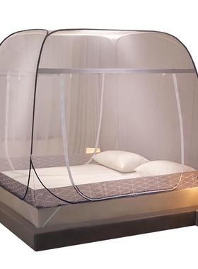 蒙包蚊帐免装方安顶钢丝UWC帐篷可折叠古拉链双开门有家用夏天防