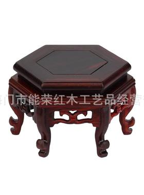 红木艺LQK品摆件紫砂壶厂直六角形底座/红酸枝弯脚六角台/工家销
