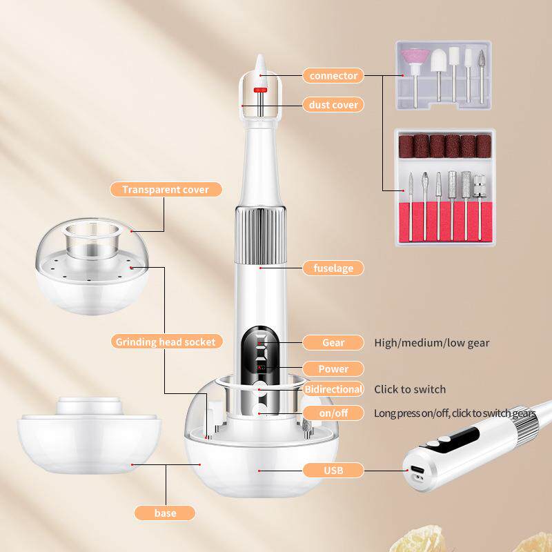 美甲打磨机电动磨甲器抛光指甲美甲工具死皮打磨器卸甲指甲磨甲器