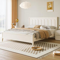 端木赐香实木床奶油风卧室家具双人床简约榉木大板床家用白色大床